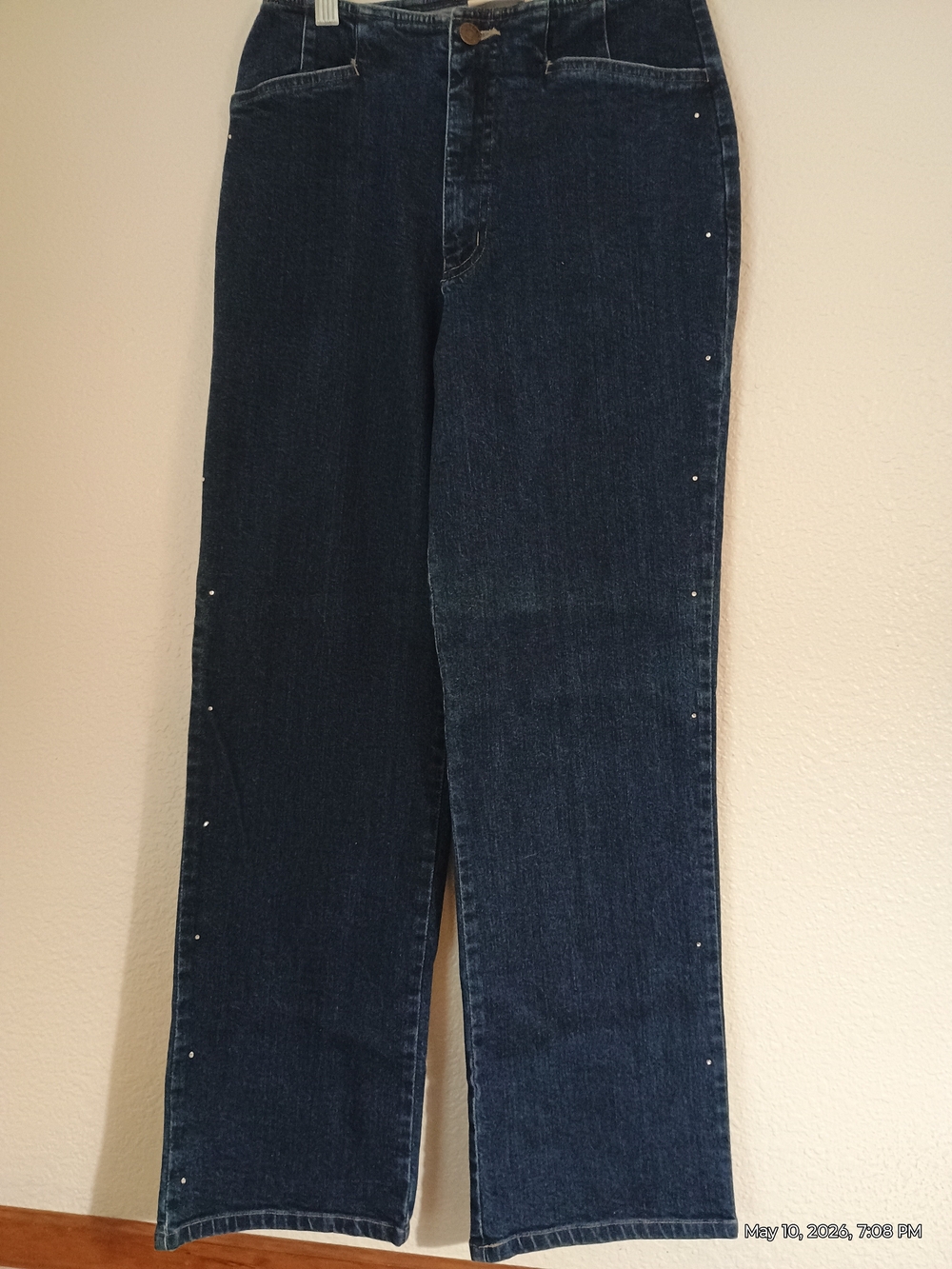 Thompson Dark Blue Straight-Leg Jeans with Side Studs